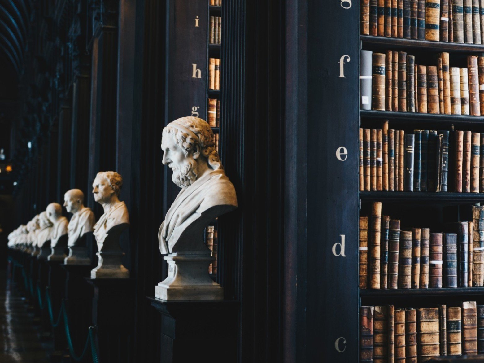 busts of notable scholars