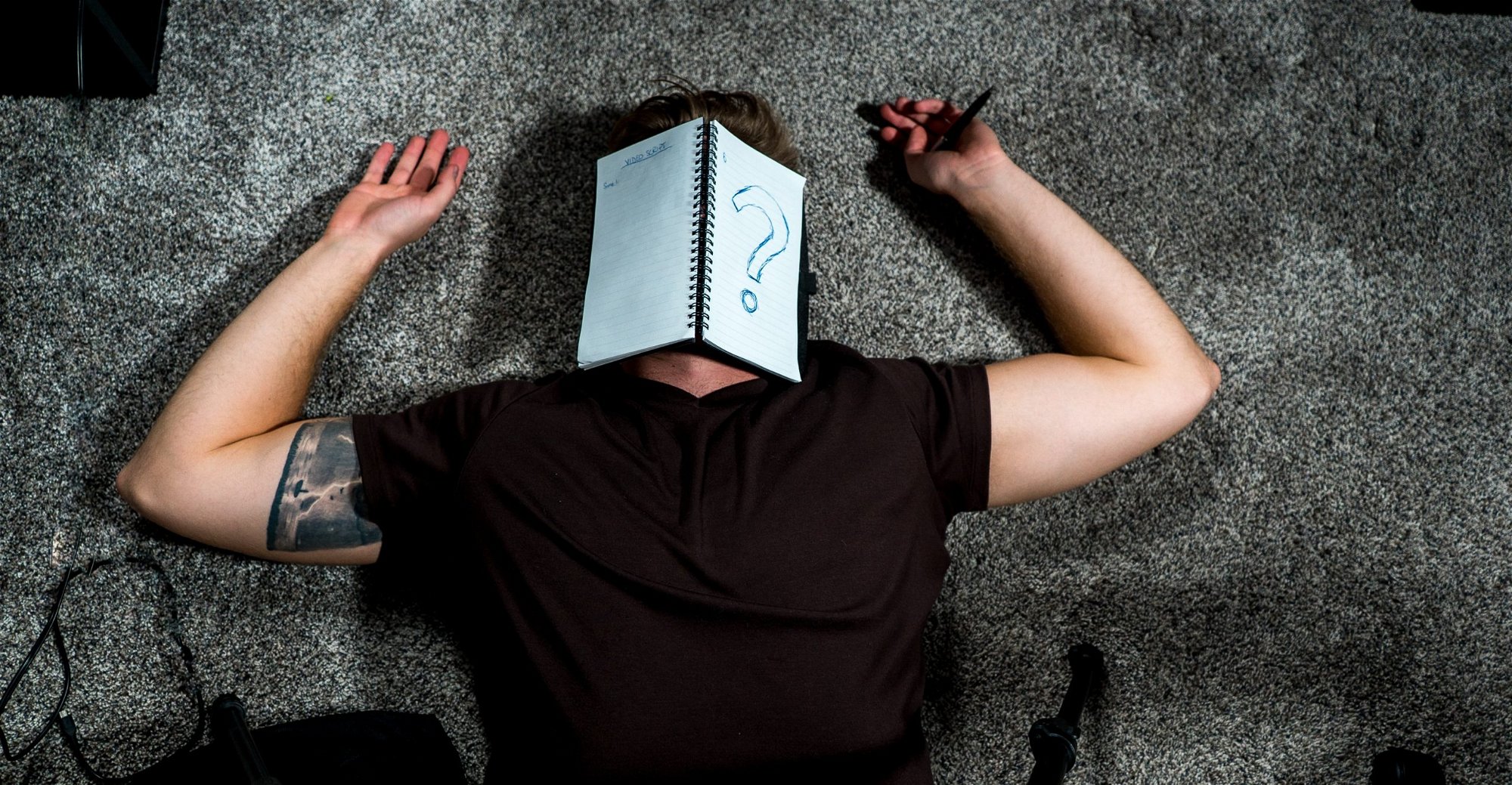 exhausted person with a book